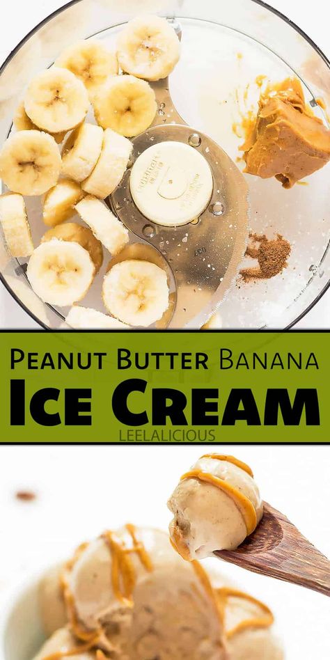 Peanut Butter Banana Ice Cream - dairy free, vegan » LeelaLicious Peanut Butter Ice Cream Recipe, Dessert Peanut Butter, Greek Yogurt Ice Cream, Peanut Butter Banana Ice Cream, Vegan Frozen Dessert, Banana Frozen Yogurt, Banana Ice Cream Healthy, Frozen Yogurt Popsicles, Sugar Free Ice Cream