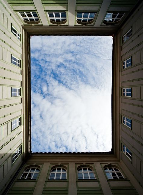 “Sky Window” ©Philipp Klinger. When you need a break, just look up. Chances are that you'll see something amazing. Maybe the Moon, or falling stars, or cotton-like shapes, or rapidly moving clouds. Or just the ever calming sea of blue... Renovation Design, The View, Beautiful Photography, Architecture Photography, Travel Fun, Looking Up, Amazing Photography, The Sky, Photography Inspiration