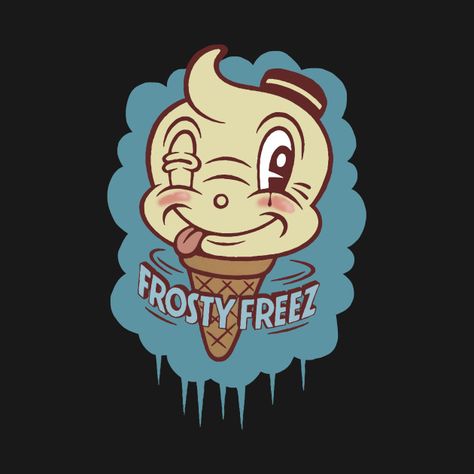 Retro Ice Cream Logo, Ice Cream Character Design, Ice Cream Tshirts, Ice Cream Typography, Retro Ice Cream Shop, Ice Cream Graphic Design, Ice Cream Mascot, Cream Branding, Retro Ice Cream