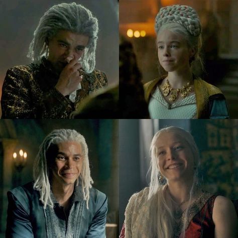 #rhaenyra #laenor #targaryen #velaryon #hotg #houseofthedragon #silverhair #got #weddings Daeron Targaryen, Slytherin Wallpaper, Dragon House, Got Game Of Thrones, I Miss Them, Targaryen Aesthetic, Got Memes, Gra O Tron, Game Of Thrones Art