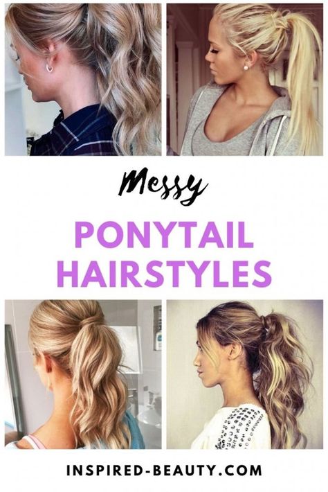 Messy Ponytail Just Got Trendy and in style - Inspired Beauty Trendy Ponytail, Messy Ponytail Hairstyles, Cute Blonde Hair, Ponytail Ideas, Cute Ponytail Hairstyles, Cute Ponytails, Messy Ponytail, Beautiful Gray Hair, Beautiful Haircuts