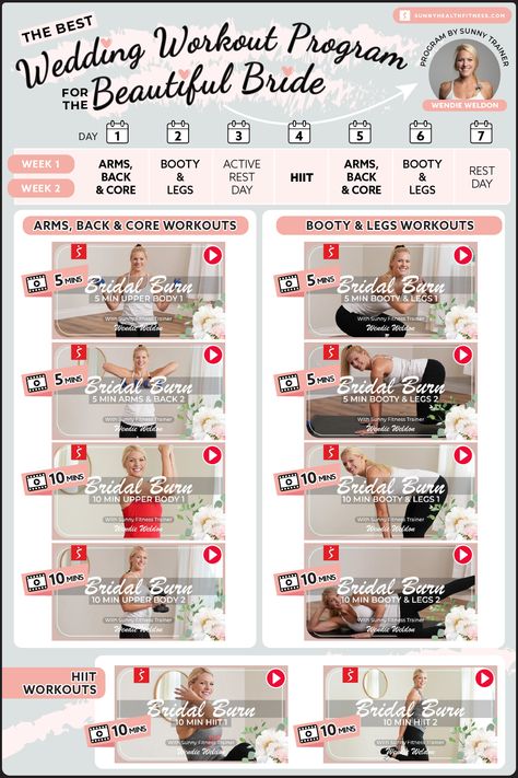 Bridal Exercise Workout Plans, Workouts For Wedding Brides, Wedding Workout Plan Gym, 6 Week Wedding Workout Plan, Bride Workout Plan At Home, Wedding Bootcamp Workout, Wedding Prep Workout, Wedding Exercise Plan Brides, Bride Fitness Plan