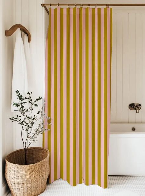 Cottage Core Shower Curtain Pink Gold Stripe Bath Curtain for Cottage Bathroom Decor Pink Curtain for Shower Stripe Gold Curtain for Bath - Etsy Australia Cottage Bathroom Decor, Bright Shower Curtain, Tall Shower Curtains, Bathroom Decor Pink, Shower Curtain Pink, Pink Curtain, Striped Shower Curtain, Bathroom Details, Gold Curtains