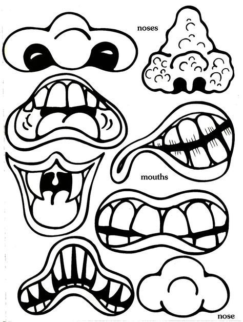 Monster Faces, Pokemon Faces, Monster Mouth, Stews And Soups, Halloween Sensory, Drawing Cartoon Faces, Halloween Templates, Halloween Preschool, Monster Face