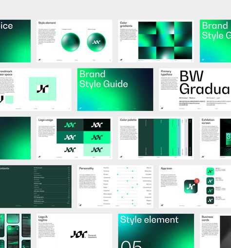 Jor Personal Assistant - Brand Identity :: Behance Corporate Visual Identity Design, Brandguides Design, Software Company Branding, Gradient Brand Identity, Gradient Web Design, Corporate Design Layout, Tech Brand Identity, Gradient Branding, Motion Graphic Design