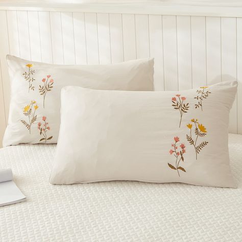 PRICES MAY VARY. Size: 2 King size tassel pillowcases 20in x37in. Pillows are not included Embroidery Design: Sweet and beautiful embroidery pillow cover makes your bedroom full of vitality, give the color to a dull room needs, let you relax in the garden flowers. Designed with the pocket closure for easy on and off, easy to unpick and wash, beautiful and fashionable Soft Washed Microfiber: 100% Soft Washed Microfiber, lightweight and really really soft! Super exquisite embroidery floral pattern Cream Pillow, Embroidery Pillow, Gray Flower, Cream Pillows, Pillow Embroidery, Pocket Pillow, Long Pillow, Body Pillow Covers, Grey Flowers