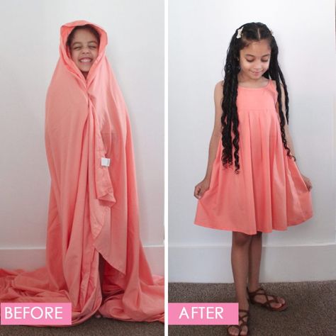 DIY Upcycled Bed Sheet to Child’s Dress Dress From Sheets Diy, Green Street, Dress Out, Dress Home, Draw On Photos, Bed Sheet, Upcycle Clothes, Favorite Dress, Kids Dress