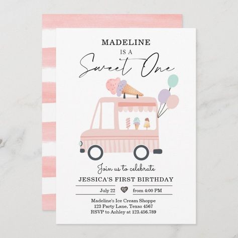 Truck 2nd Birthday, Ice Cream Truck Birthday, 2nd Birthday Invite, Ice Cream Invitation, Summer Birthday Invitations, Scream 4, Fun Invitation, 1st Birthday Invite, 3 Birthday