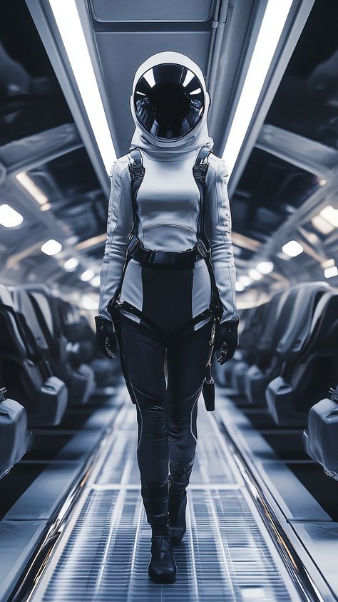 Explore the cosmos in style with the Aquarius zero-gravity suit. Featuring futuristic design & space-themed accessories, it's perfect for celestial adventures in spacecraft interiors. Space Theme Clothes, Sci Fi Aesthetic Outfit, Space Outfit Aesthetic, Starfield Aesthetic, Space Suit Design, Futuristic Space Suit, Zodiac Fashion, Sci Fi Aesthetic, The Aquarius