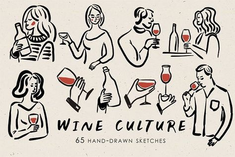 Alcohol Clipart, Line Art Hands, Drawn Wall Art, Winery Logo, Couples Doodles, Wine Logo, Digital Sketch, Wine Dinner, Red Wine Bottle