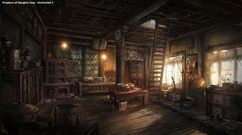 Tenzin's Hut from Uncharted 2: Among Thieves Uncharted 2, Poor House, Interior Concept Art, Episode Interactive Backgrounds, Building Concept, Location Inspiration, Fantasy Setting, Fantasy Places, Interior Concept