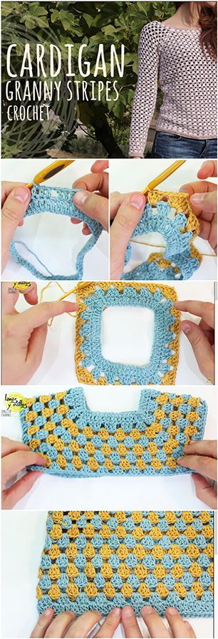 Crochet Granny Stripe Stitch Cardigan Project | Easy Crochet Tutorial For Beginners With A Free Step By Step Video Guide Pattern #crochet #crochetpatterns #crochettutorial #crochetforbeginners Granny Stripe Crochet, Crochet Granny Stitch, Sunburst Granny Square, Granny Stripe, Granny Stitch, Crochet Stitches Free, Crochet Toddler, Haken Baby, Crochet Videos Tutorials