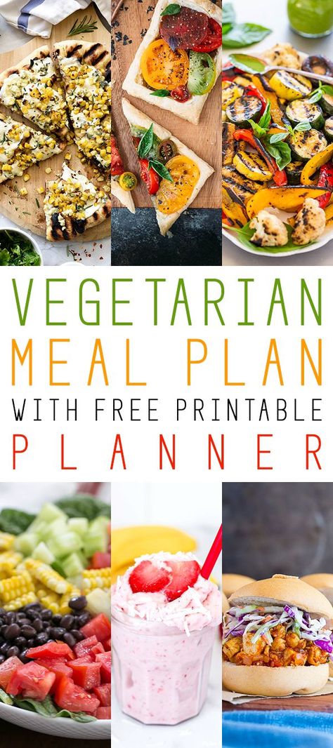 Healthy Vegetarian Meal Plan, Amazing Vegetarian Recipes, Detox Meal Plan, Free Meal Planner, Meal Planner Printable Free, Free Printable Planner, Vegetarian Meal Plan, Vegetarian Meal Prep, Cottage Market