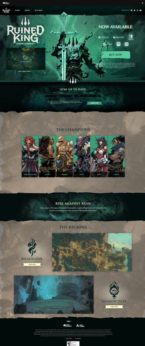 Harry Potter Website Design, Game Portfolio Design, Fantasy Website Design Inspiration, Luxury Marketing Design, Turn Based Rpg, Game Promotion Design, Game Studio Website, Fantasy Website Design, Game Website Ui