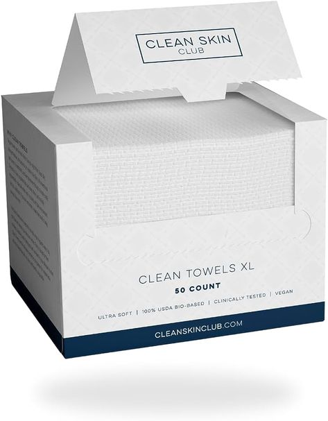 Clean Skin Club Clean Towels, 100% USDA Biobased Dermatologist Approved Face Towel, Disposable Clinically Tested Face Towelette, Facial Washcloth, Makeup Remover Dry Wipes, Ultra Soft, 50 ct, 1 pack : Amazon.co.uk: Beauty Clean Towels, Makeup Remover Wipes, Face Towel, Facial Wash, Dermatology, Clean Skin, Makeup Skin Care, Washing Clothes, Clear Skin