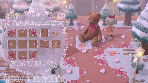 : qr-closet: valentine’s day path ✨ Valentines Wallpapers, Wallpapers Computer, Pink Island, Animal Crossing Funny, Animal Crossing Memes, Animal Crossing Qr Codes Clothes, Path Design, Animal Crossing Wild World, Qr Codes Animal Crossing