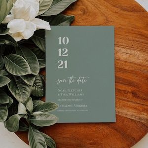 Earth Tone Save The Date, Sage Wedding Save The Dates, Wedding Invitations Different, Green And Gold Save The Date, Save The Dates No Photo, Simple Wedding Save The Date, Wedding Invites And Save The Dates, Sage Green Wedding Save The Dates, Save The Date Eucalyptus