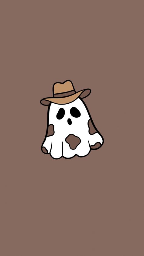 Phone Background Themes, Cow Ghost Wallpaper, Cute Fall Paintings Aesthetic, Western Halloween Widgets, Fall Wallpaper Western, Halloween Ghost Background, Fall Aesthetic Picture Ideas, Halloween Cow Wallpaper, Halloween Western Wallpaper