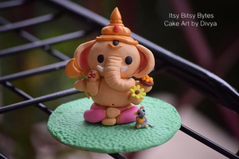 Fondant Cake Topper-Lord Ganesha - Cake by Divya Haldipur Clay Ganesha, Good Morning Gift, Diy Cake Topper Birthday, Ganesh Chaturthi Decoration, Ganesha Drawing, S Cake, Shri Ganesh Images, Happy Ganesh Chaturthi Images, Fondant Cake Topper