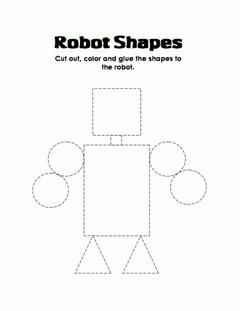 Free Printable Shapes Coloring Pages For Kids Robot Shapes Preschool, Shape Robots Preschool, Robot Theme Preschool Activities, Robot Templates Free Printable, Robot Template, Shape Robot, Robot Printable, Robots Preschool, Shapes Coloring Pages