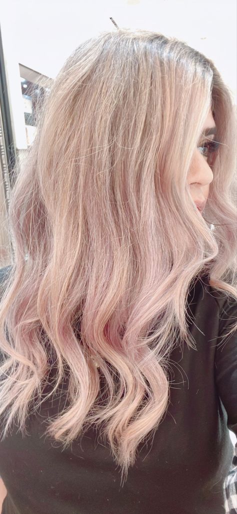 Blonde balayage with a tint of pink Blonde Hair With Pink, Pink Balayage, Pink Blonde, Pink Blonde Hair, Dark Blonde Hair, Dark Blonde, Blonde Balayage, Balayage Hair, Pink Hair