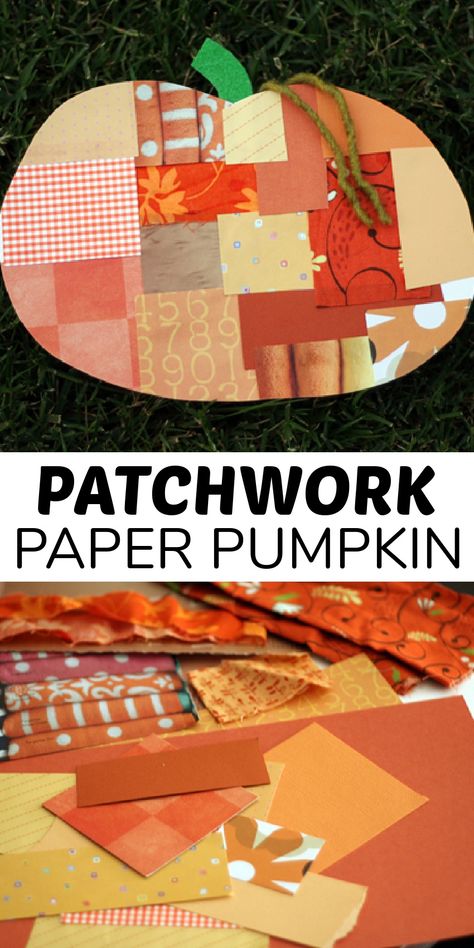 This patchwork paper pumpkin is the perfect fall craft for kids. Fall School Crafts For Kindergarten, Fall Crafting For Kids, Pumpkin Craft Elementary School, Fall Festival Art Activities, Pumpkin Thanksgiving Craft, Fifth Grade Crafts, Educational Fall Activities For Kids, 3rd Grade Crafts Fall, Pumpkins Art Projects For Kids