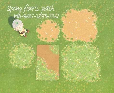 Acnh Spring, Grass Path, Acnh Path, Acnh Paths, Acnh Inspiration, Motif Acnl, Pink Island, Acnh Cottagecore, Animal Crossing 3ds