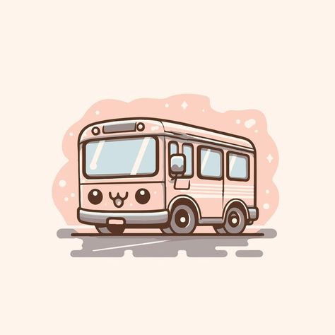 Cute cartoon bus vector illustration iso... | Premium Vector #Freepik #vector #bus #school-bus #buses #minibus Cute Bus Drawing, Bus Sketch Simple, Cute Car Drawing, Bus Doodle, School Bus Illustration, School Bus Cartoon, Bus Sketch, How To Make Sketch, Journaling Travel