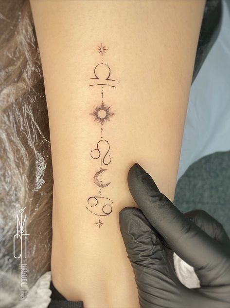 Astrology Tattoo, Horoscope Tattoos, Libra Tattoo, Gemini Tattoo, Leo Tattoos, Парные Тату, Zodiac Tattoos, Wrist Tattoos For Women, Tattoos For Daughters