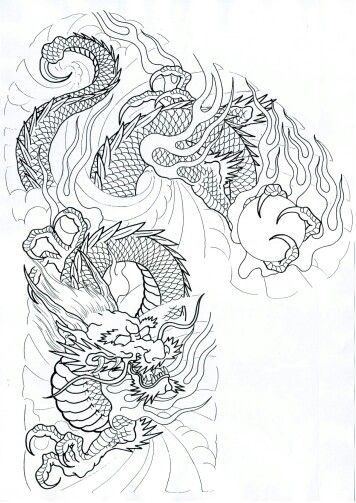 Template Dragon Head Drawing, Dragon Tattoo Drawing, Tattoo Japan, Dragon Line, Koi Dragon, Samurai Mask, Dragon Tattoo Art, Chinese Dragon Tattoos, Petit Tattoo