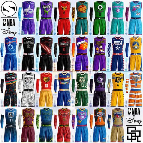 NBA x Disney Uniform Concepts on Behance Nba Theme Party, Nba Jersey Outfit, Best Nba Jerseys, Nba Theme, Disney Jersey, Nba Uniforms, Disney World Outfits, Basketball Uniforms, Nba News