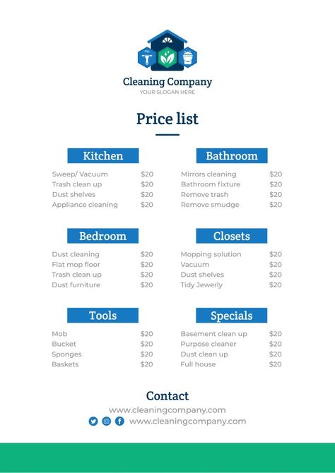 Hand-drawn Cleaning Services Company Price List Price List Layout, House Cleaning Prices, Laundry Service Business, Cleaning Services Prices, Cleaning Services Company, Laundry Business, Price List Design, Price List Template, How To Clean Mirrors