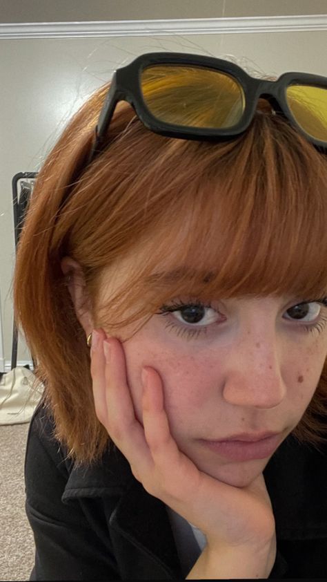 copper hair, orange hair At Home Ginger Hair Dye, Bob Ginger Hair, Short Ginger Hair Aesthetic, Ginger Hair Aesthetic Girl, Short Curly Ginger Hair, Short Hair Ginger, Ginger Hair Short, Ginger Hair Makeup, Ginger Dyed Hair