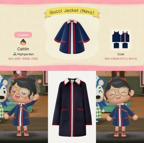 Animal Crossing Chanel Clothes, Animal Crossing Chanel, Chanel Clothes, Chanel Clothing, Acnh Clothes, Library Book Displays, Gucci Jacket, Animal Crossing Qr Codes Clothes, Qr Codes Animal Crossing