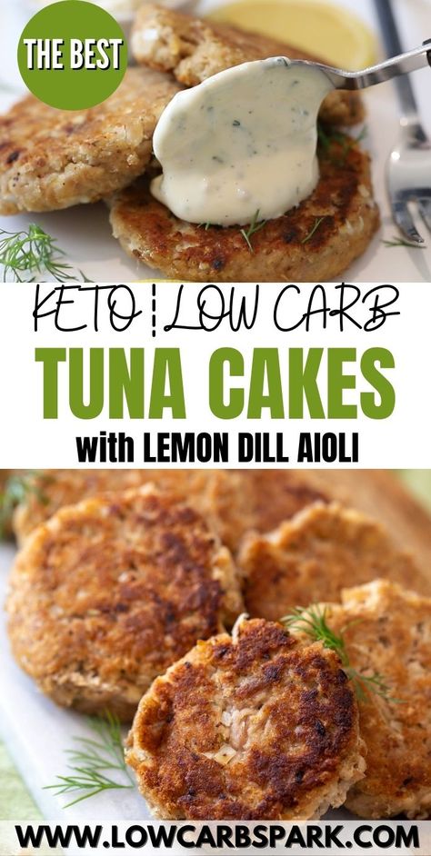 Keto Tuna Cakes with Lemon Dill Aioli Keto Tuna Cakes, Tuna Patties Healthy, Dill Aioli, Tuna Fish Cakes, Tuna Patties Recipes, Cakes With Lemon, Gut Diet, Keto Tuna, Canned Tuna Recipes