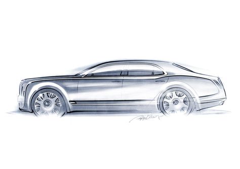 Bentley Mulsanne Vehicle Drawing, Car Sketching, Car Side View, Car Advertising Design, Bentley Design, Concept Sketches, Bentley Mulsanne, Auto Design, Bentley Car