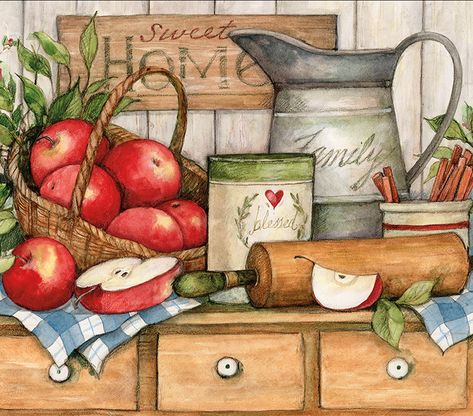 September 2020 Courtney Davis, Susan Winget, Apple Art, Diamond Drawing, Wall Art Crafts, Country Paintings, Chicken Art, Decoupage Vintage, Canvas Projects