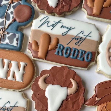 Not My First Rodeo 2nd Birthday Boy, Its Not My First Rodeo Its My Second, Rodeo Birthday Cookies, Not My First Rodeo Birthday, Not My First Rodeo 2nd Birthday, First Rodeo Cookies, Rodeo Cookies, Western Cookies, Ice Cream Birthday Party Theme