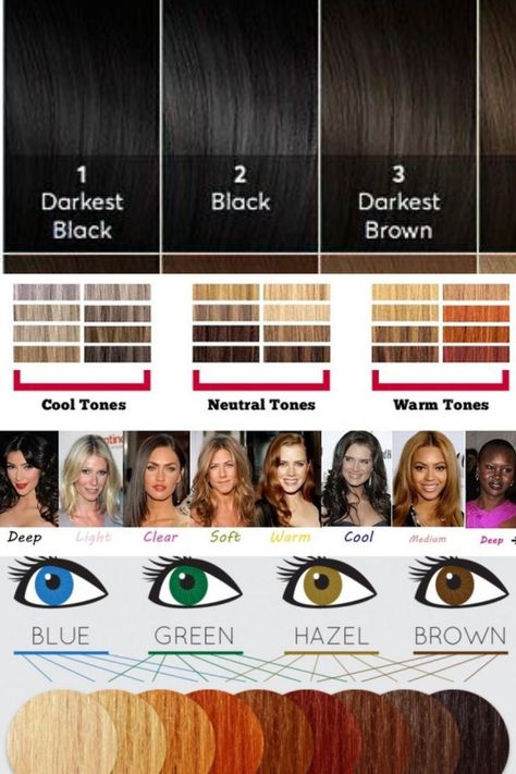 choose hair color Black Hair Neutral Skin Tone, Right Hair Color For Skin Tone, Hair Color And Skin Tone Charts, Hair Color To Match Skin Tone, Neutral Undertones Hair Color, Hair Color For Different Skin Tones, Skin Color Hair Color Chart, Haircolor Ideas For Neutral Skin, Hair Color For Neutral Warm Skin Tone