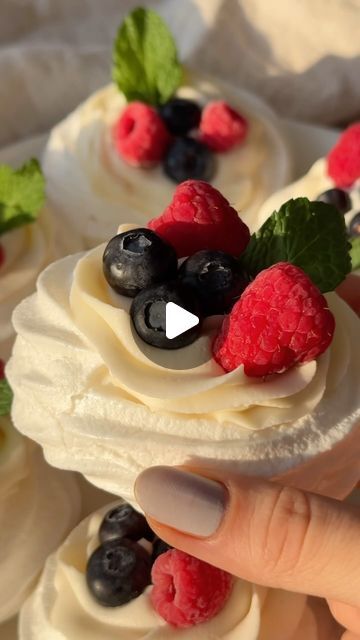 Gabriela Dimova on Instagram: "✨🍓Vegan Pavlovas✨🍓

Can you believe these adorable mini pavlovas are made without eggs?! The key is using aquafaba (the liquid from a can of chickpeas) to get the most perfect texture. Once baked, the pavlovas are topped with a perfect tangy dairy-free cream cheese and fresh berries to give them the most delicious sweet & tangy taste! I will have the full video tutorial edited for you next week, but the full recipe is below if you want to make them now🥰 

✨Ingredients

✨Pavlovas
120 g aquafaba
1 cup granulated sugar (200 g)
1 tsp vanilla
1 tbsp cornstarch
½ tsp cream of tartar

✨Cream Filling
1 cup vegan cream cheese
1/2 cup powdered sugar
1 tsp vanilla
pinch of salt

✨Directions
Preheat the oven to 225F/ 110C.

Drain the water from a can of chickpeas and Mini Pavlovas, Dairy Free Cream Cheese, Vegan Cream, Cream Filling, Vegan Cream Cheese, Cream Of Tartar, Fresh Berries, Pinch Of Salt, Chickpeas