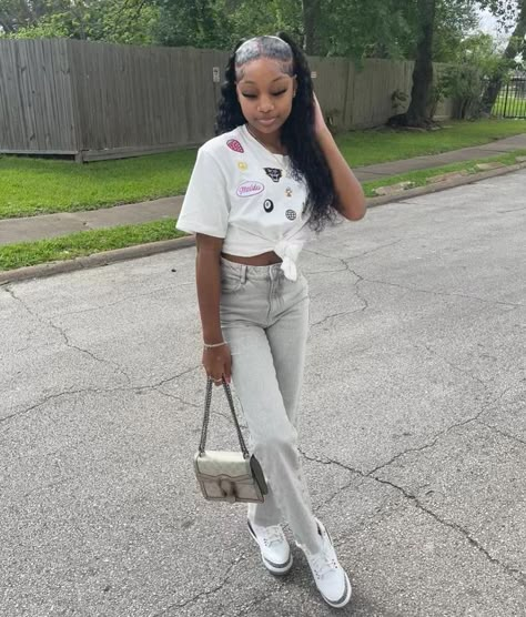 White Cement 3 Outfit Black Women, First Day Of School Fits Baddie, Off White Outfits For Black Women, Fair Outfits Black Women, Gradbash Outfit Ideas, Forever 21 Girls Outfits, 4s Outfit, Dope Swag Outfits, Throwing Fits