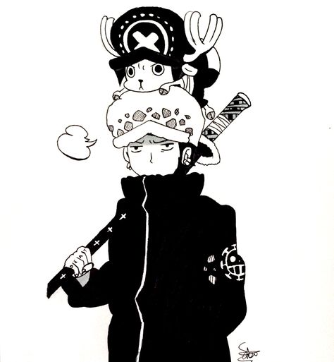 Law One Piece Black And White, Chopper One Piece Black And White, Chopper Black And White, Chopper And Law, Law And Chopper, One Piece Black And White, Trafalgar D Water Law, Law Icon, Black And White One Piece