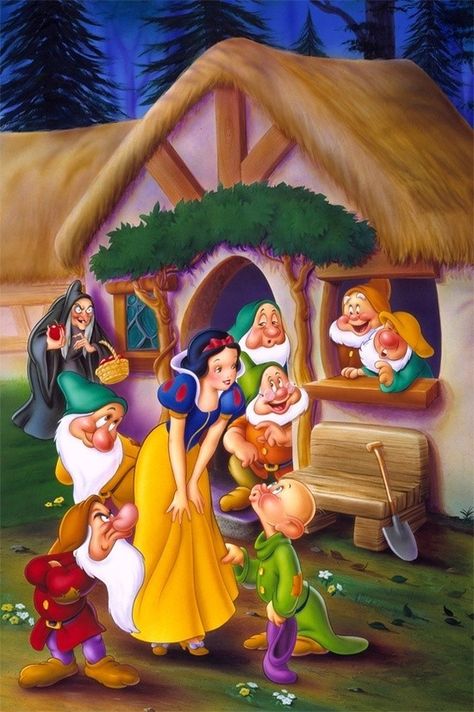 Snow White And Seven Dwarfs, Snow White 7 Dwarfs, Disney Mignon, Snow White Seven Dwarfs, Walt Disney Characters, Sette Nani, Disney Princess Snow White, Snow White Disney, Disney Cartoon Characters