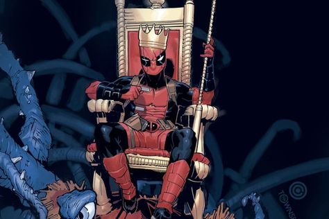 Deadpool with crown and sitting on a throne Deadpool, Crown