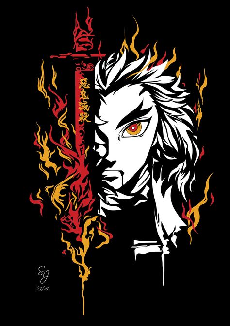 Demon Slayer Logo Wallpaper, Demon Slayer Graphic Design, Rengoku Tshirt, Kyojuro Rengoku Wallpaper Hd, Rengoku Design, Demon Slayer Svg, Demon Slayer Design, Set Your Heart Ablaze, Galaxy Pictures