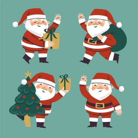 Santa Claus Cutout, Santa Graphic Design, Santa Illustration Simple, Santa Claus Illustration Cute, Winter Illust, Santa Claus Illustration, Christmas Moodboard, Santa Illustration, Santa Claus Drawing