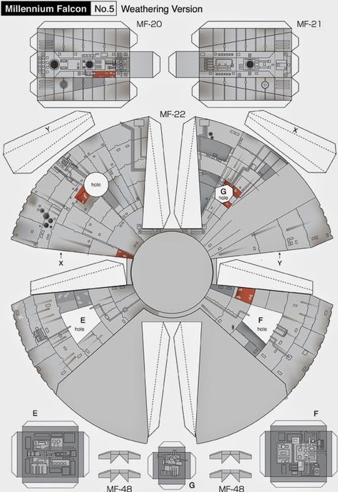 Maqueta descargable del Halcón Milenario6 Star Wars Diy Crafts, Star Wars Origami, Paper Airplane Models, The Millennium Falcon, Star Wars Crafts, Cardboard Model, Star Wars Spaceships, Millenium Falcon, Star Wars Diy