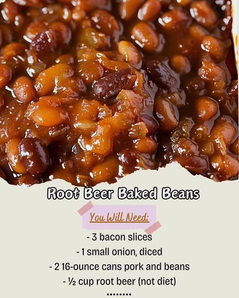 Andrew Miller Root Beer Baked Beans, Bbq Chips, Andrew Miller, Dr Pepper, Baked Beans, Root Beer, Great Recipes, Side Dishes, Bacon