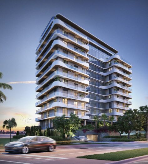 The Monaco Yacht Club & Residences, a new nautically-themed, 12-story  boutique bayfront residential building and private marina, has received its temporary certificate of occupancy (TCO), signaling the start of closings. The 137-foot-tall development is located at 6800 Indian Creek Drive in the North Beach section of Miami Beach, bound by Biscayne Bay on the west. Designed by world-renown architect Arquitectonica and developed by Optimum Asset Management USA, the European-style property yields… Monaco Yacht, Coastal Calm, Miami Condo, Beach Luxury, Facade Architecture Design, Residential Building Design, Building Elevation, Piero Lissoni, Architecture Building Design