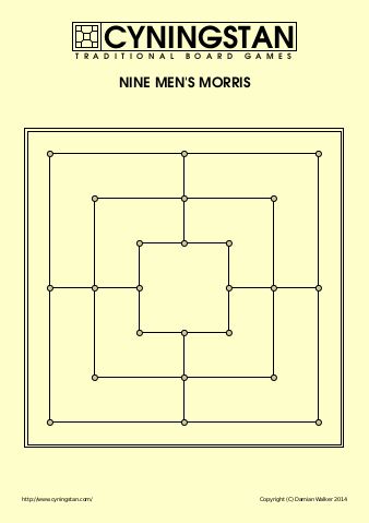 Nine Men's Morris Print-and-play | Cyningstan Nine Mens Morris, Nine Men's Morris, Table Games, Fun Games, Games For Kids, Board Games, Sewing Projects